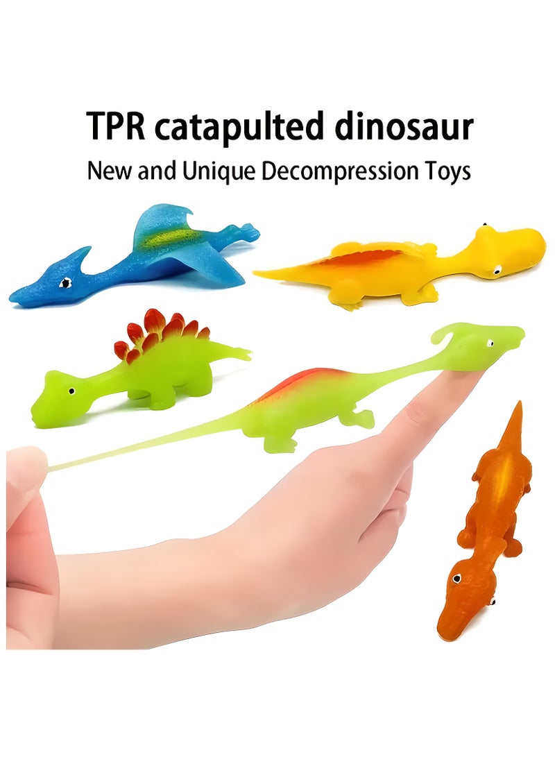LIXADA 10 Slingshot Dinosaur Finger Toys Made of TPR Material, Finger Dinosaur Slingshots That Stick to Walls, Action Figures of Slingshot Dinosaur Fingers, Funny Prank Gifts for Birthday, Special Festival Presents for Youngsters Age 36 Months+ (Random Color)  - Image 2