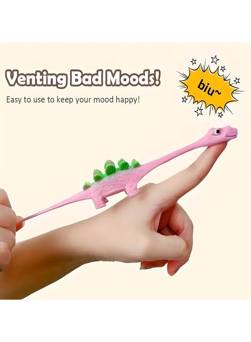 LIXADA 10 Slingshot Dinosaur Finger Toys Made of TPR Material, Finger Dinosaur Slingshots That Stick to Walls, Action Figures of Slingshot Dinosaur Fingers, Funny Prank Gifts for Birthday, Special Festival Presents for Youngsters Age 36 Months+ (Random Color)  - Image 3