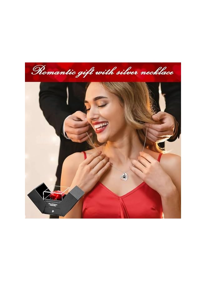 The Bros Preserved Rose, Eternal Red Rose Flower Gift Box, Fascinating Rose with Heart Necklace, The Rose for Women, Handmade Forever Rose Romantic Gifts for Her Women Wife, Mother's Day - Image 4