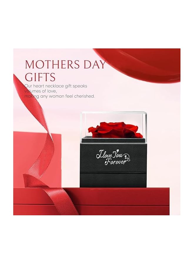 The Bros Preserved Rose, Eternal Red Rose Flower Gift Box, Fascinating Rose with Heart Necklace, The Rose for Women, Handmade Forever Rose Romantic Gifts for Her Women Wife, Mother's Day - Image 5