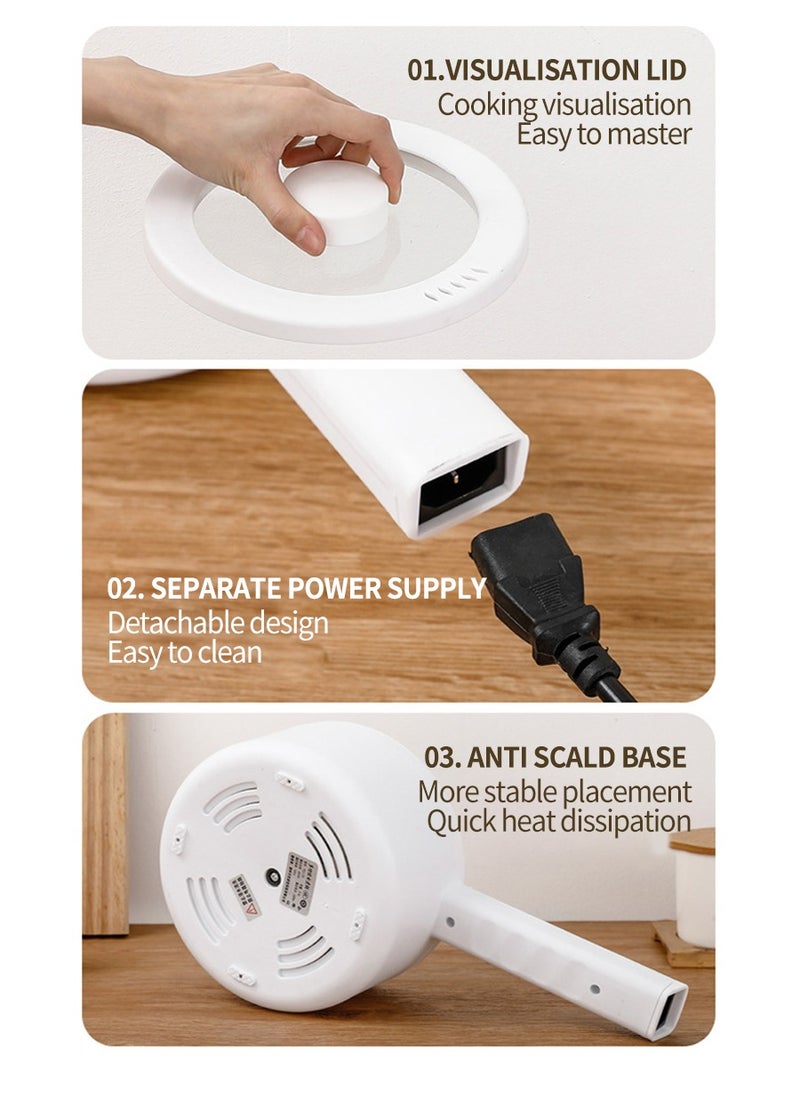 Beirui - Electric Fondue Cooker 2 Liters - Smart Multifunctional Non-Stick Cooker, Electric Frying Pan, Frying Pan, Electric Frying Pan, Spaghetti, Portable Non-Stick Cooking Pan for Scrambled Eggs, Beef Steak, Rice, Steam and Soup - Image 1