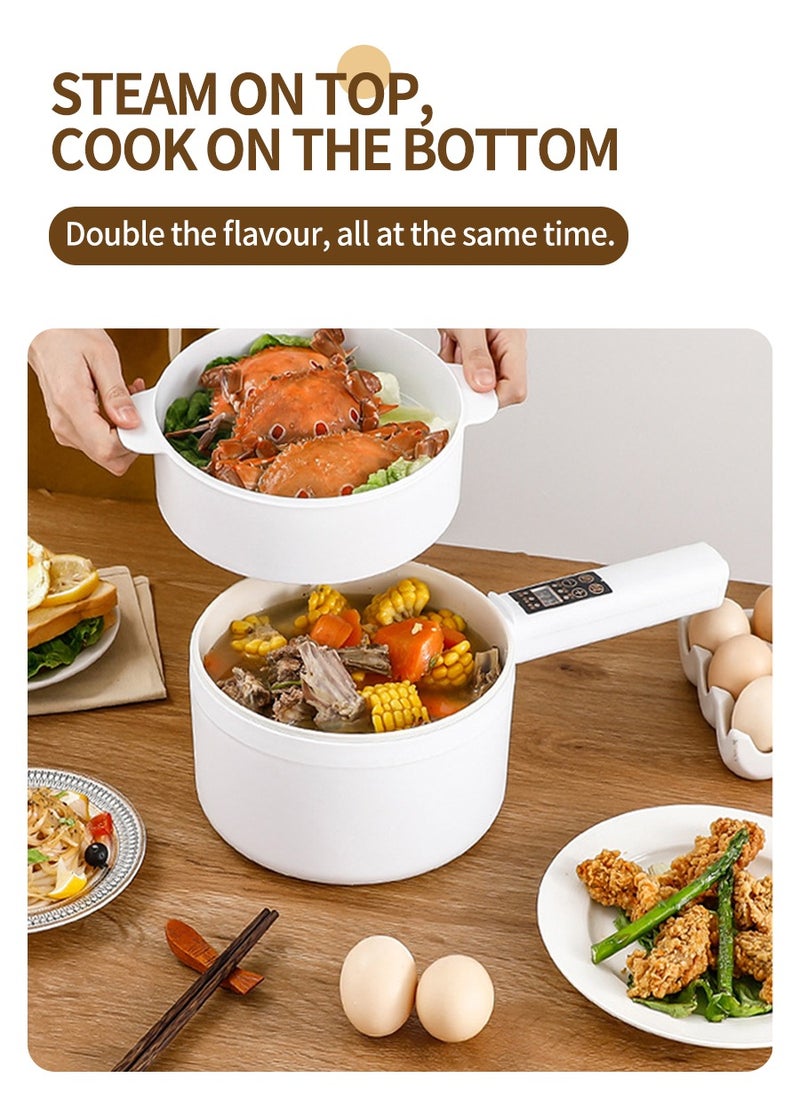Beirui - Electric Fondue Cooker 2 Liters - Smart Multifunctional Non-Stick Cooker, Electric Frying Pan, Frying Pan, Electric Frying Pan, Spaghetti, Portable Non-Stick Cooking Pan for Scrambled Eggs, Beef Steak, Rice, Steam and Soup - Image 1