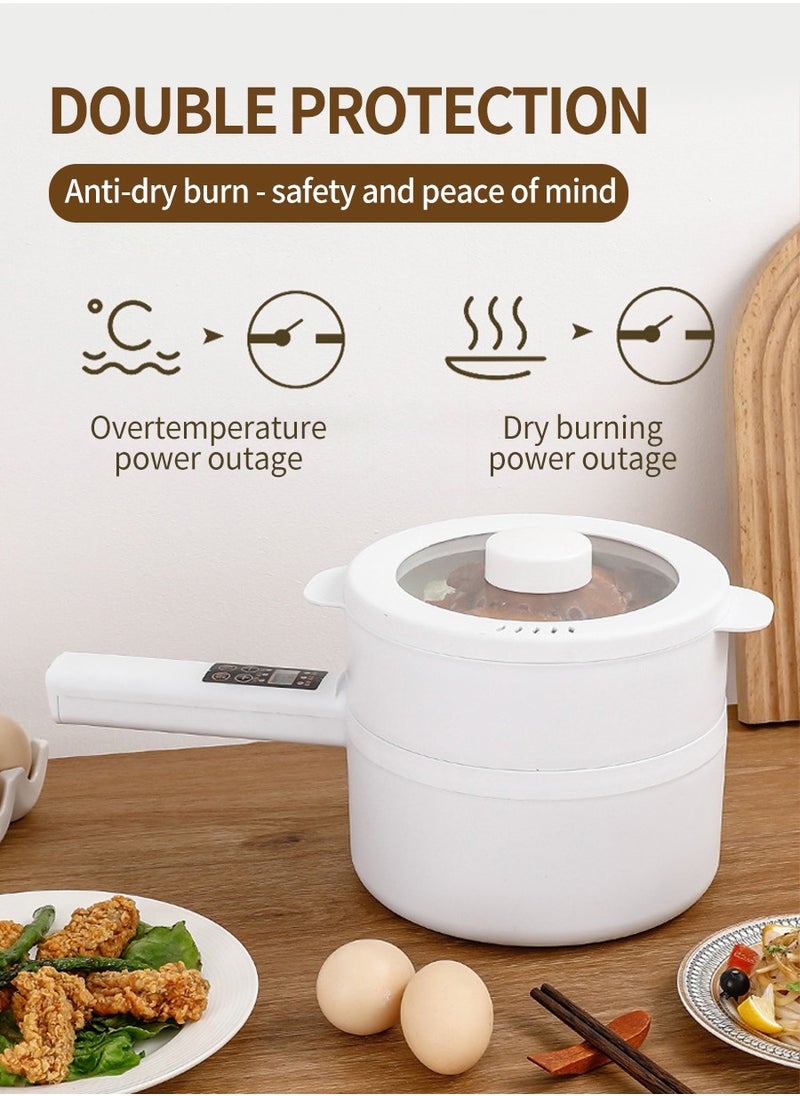 Beirui - Electric Fondue Cooker 2 Liters - Smart Multifunctional Non-Stick Cooker, Electric Frying Pan, Frying Pan, Electric Frying Pan, Spaghetti, Portable Non-Stick Cooking Pan for Scrambled Eggs, Beef Steak, Rice, Steam and Soup - Image 1