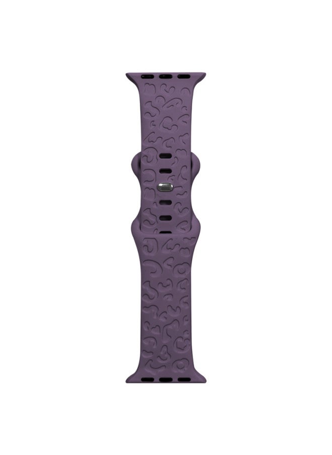Generic Suitable For Apple Watch Strap For Apple Watch Strap Leopard Print Carved Sports Wristband 1-9 Generation Manufacturer In Stock-Color:Cherry Drop-Specifications:38#  - Image 1