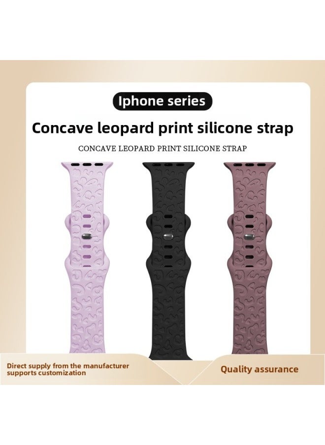 Generic Suitable For Apple Watch Strap For Apple Watch Strap Leopard Print Carved Sports Wristband 1-9 Generation Manufacturer In Stock-Color:Cherry Drop-Specifications:38#  - Image 2