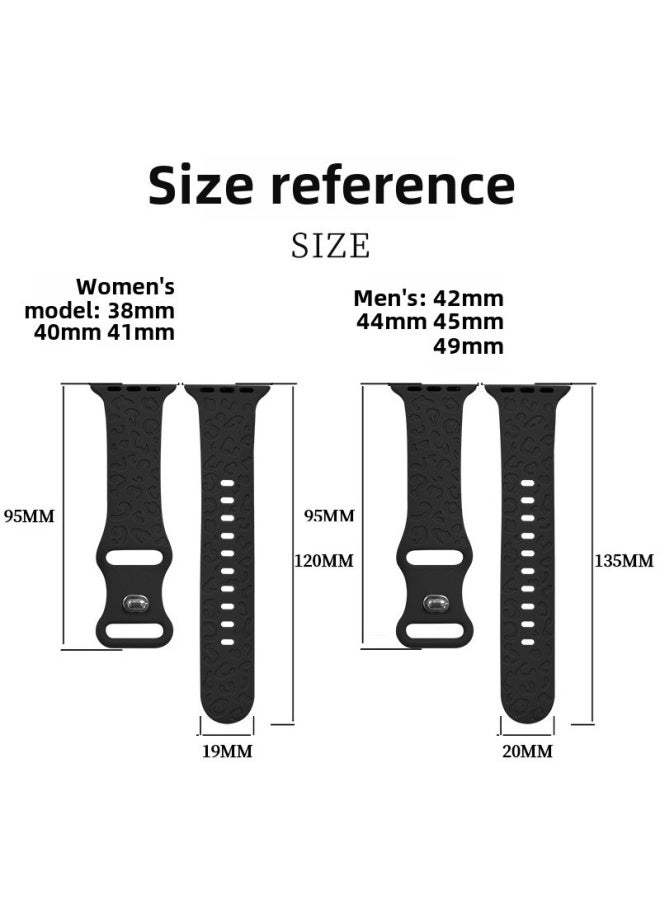 Generic Suitable For Apple Watch Strap For Apple Watch Strap Leopard Print Carved Sports Wristband 1-9 Generation Manufacturer In Stock-Color:Cherry Drop-Specifications:38#  - Image 5