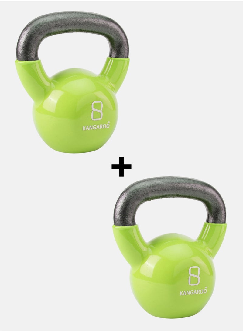 KANGAROO Kettlebell Kangaroo 8+8 kg Cast Iron Vinyl Coated Bundle 