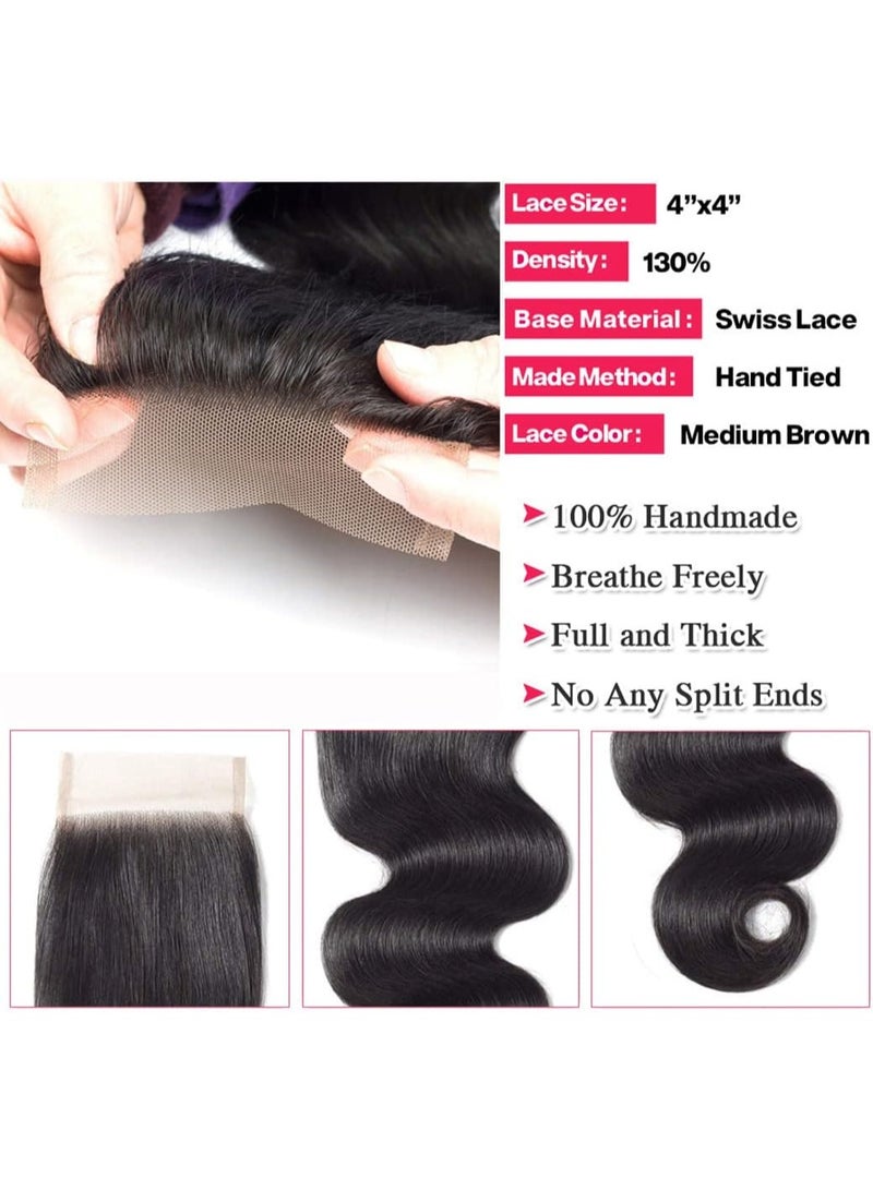 Estelle Brazilian 8A Body Wave Closure, Lace Closure,Unprocessed Body Wave Hair 4x4 Lace Closure Free Part Natural Black Color - Image 2