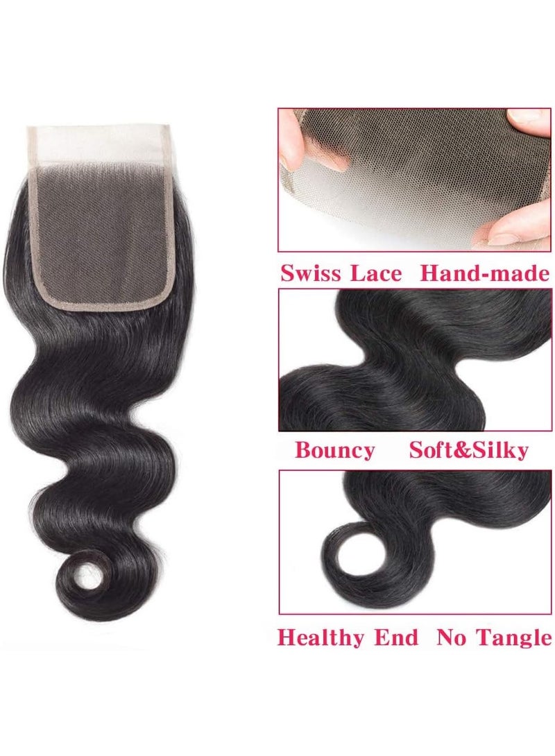 Estelle Brazilian 8A Body Wave Closure, Lace Closure,Unprocessed Body Wave Hair 4x4 Lace Closure Free Part Natural Black Color - Image 4