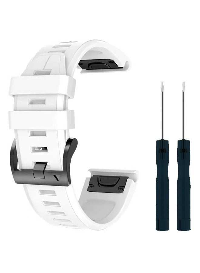 Silicone watch strap 22mm Compatible with Garmin watch Fenix 7 | Fenix 6 | Fenix 5 | 6 Pro | 5 Plus | Approach S60 | Forerunner 945 Smartwatch strap,watch band (White) - Image 2