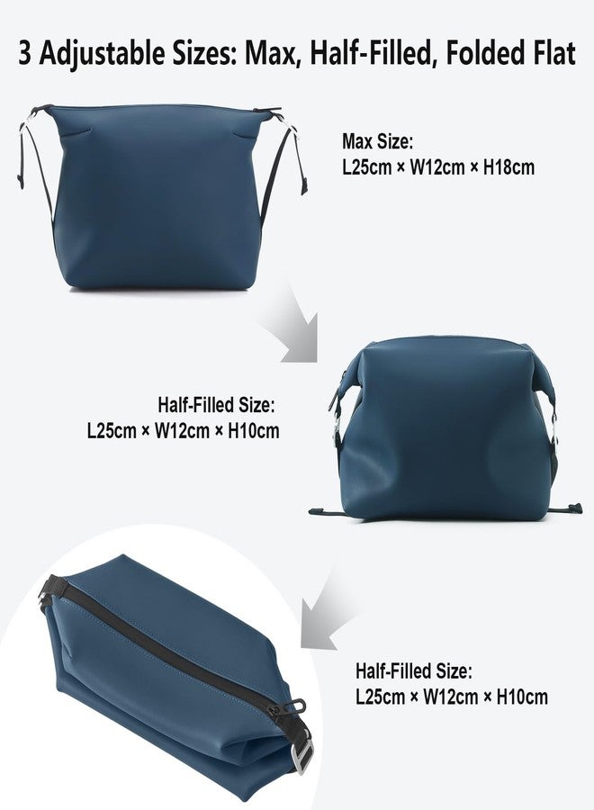 Vomgomfom 3L 6.5 Inch Silicone Toiletry Bag, Waterproof Leakproof Travel Cosmetic Organizer, Adjustable G-Buckle Compression Dopp Kit, Foldable Makeup Bag for Women & Men, Navy - Image 3