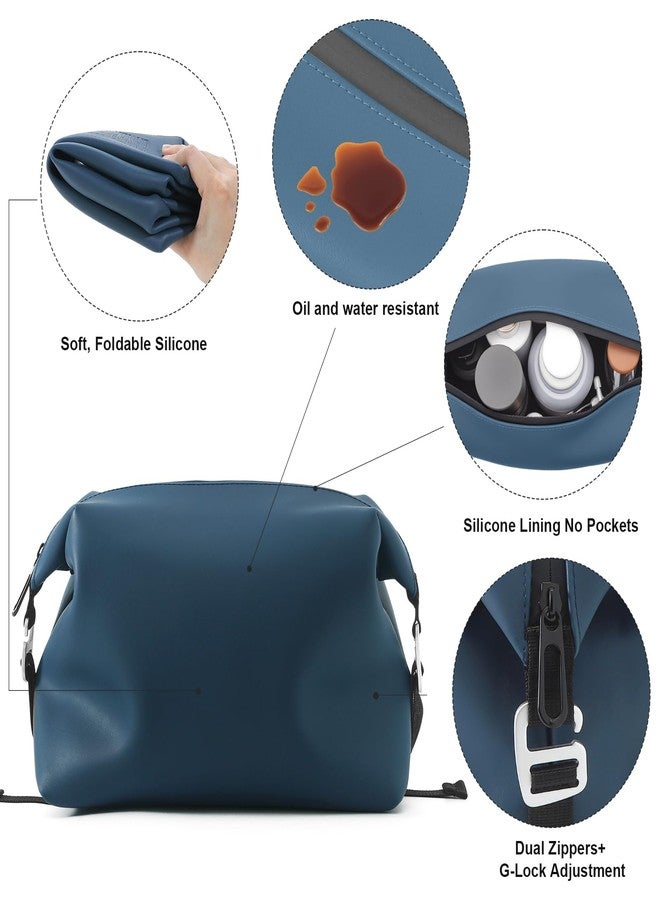 Vomgomfom 3L 6.5 Inch Silicone Toiletry Bag, Waterproof Leakproof Travel Cosmetic Organizer, Adjustable G-Buckle Compression Dopp Kit, Foldable Makeup Bag for Women & Men, Navy - Image 5