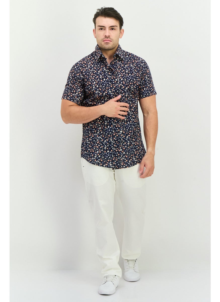 Jack Jones Men Slim Fit Floral Print Short Sleeves Casual Shirt, Navy Combo  - Image 4