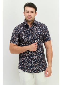 Jack Jones Men Slim Fit Floral Print Short Sleeves Casual Shirt, Navy Combo  - Image 1