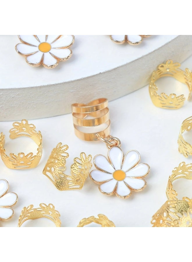 Goolsky Y2K Punk Hip Hop 45pcs Alloy Daisy Flower Braid Hair Clips - Decorative Hairpins for Gifts Party Daily Use - Image 4