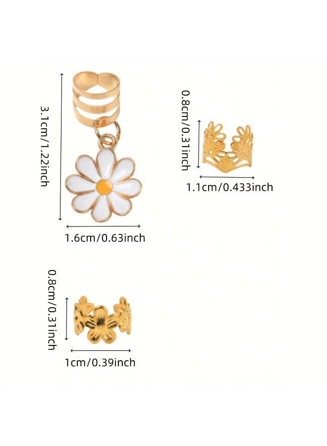 Goolsky Y2K Punk Hip Hop 45pcs Alloy Daisy Flower Braid Hair Clips - Decorative Hairpins for Gifts Party Daily Use - Image 3