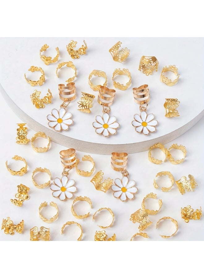 Goolsky Y2K Punk Hip Hop 45pcs Alloy Daisy Flower Braid Hair Clips - Decorative Hairpins for Gifts Party Daily Use - Image 1