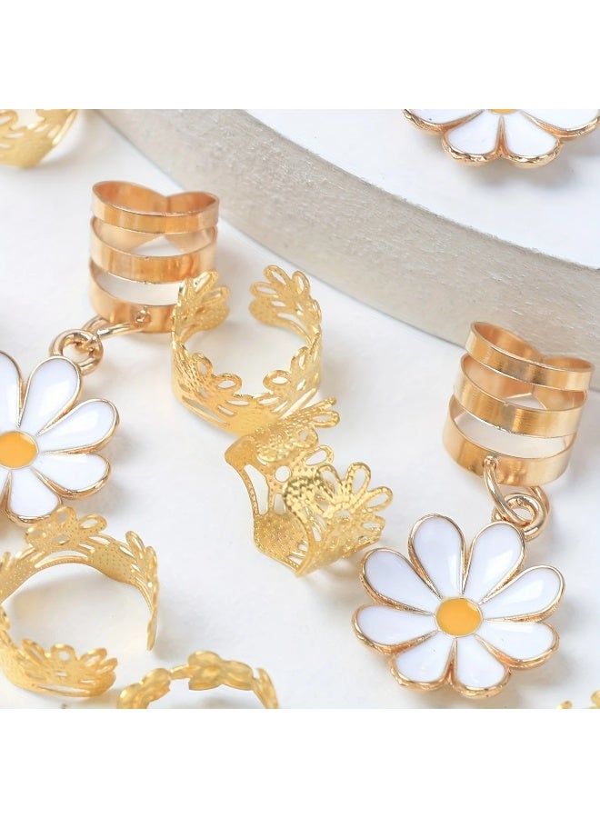 Goolsky Y2K Punk Hip Hop 45pcs Alloy Daisy Flower Braid Hair Clips - Decorative Hairpins for Gifts Party Daily Use - Image 2