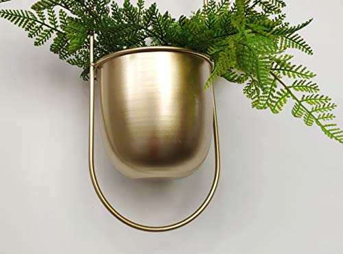 RISEON Boho gold Metal Plant Hanger,Metal Wall and Ceiling Hanging Planter, Modern Planter, Mid Century Flower Pot Plant Holder, Minimalist Planter for Indoor Outdoor Home Decor - Image 2