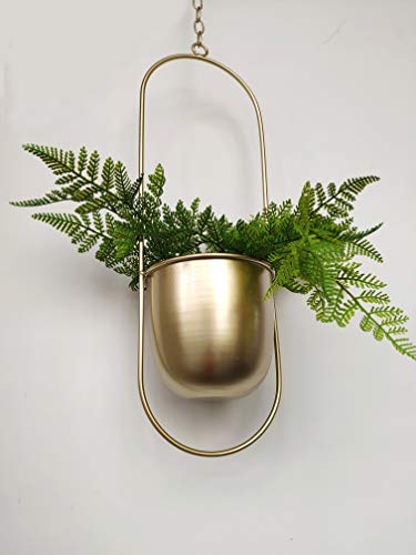 RISEON Boho gold Metal Plant Hanger,Metal Wall and Ceiling Hanging Planter, Modern Planter, Mid Century Flower Pot Plant Holder, Minimalist Planter for Indoor Outdoor Home Decor - Image 5