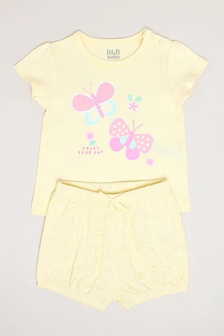 أر أند بي Printed T-Shirt and Shorts Set