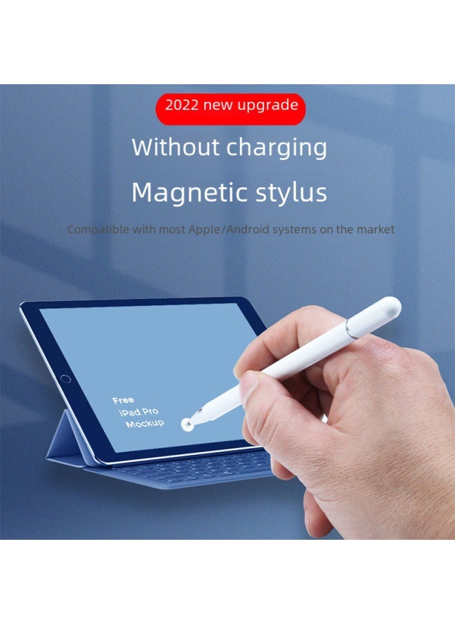 Magnetic Suction Pen Cap Round Disk Head Capacitive Pen Suction Cup Touch Control For Mobile Tablet Cutting Touch Handwriting-Color:White [magnetic Pen Cap Disc Pen]]  - Image 2