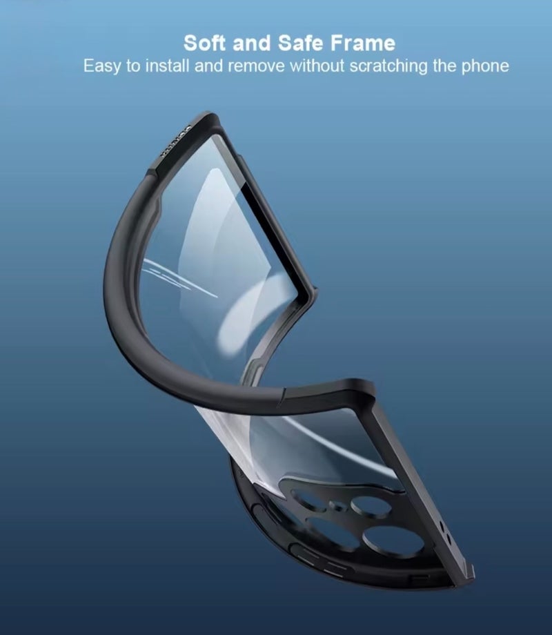 Xundo Clear Case for Samsung Galaxy S24 Ultra | Premium Rugged | Durable Shock-absorbing Frame | Black Border | Thermoplastic Polyurethane | Airbag Anti-drop Protection - Clear - Image 5