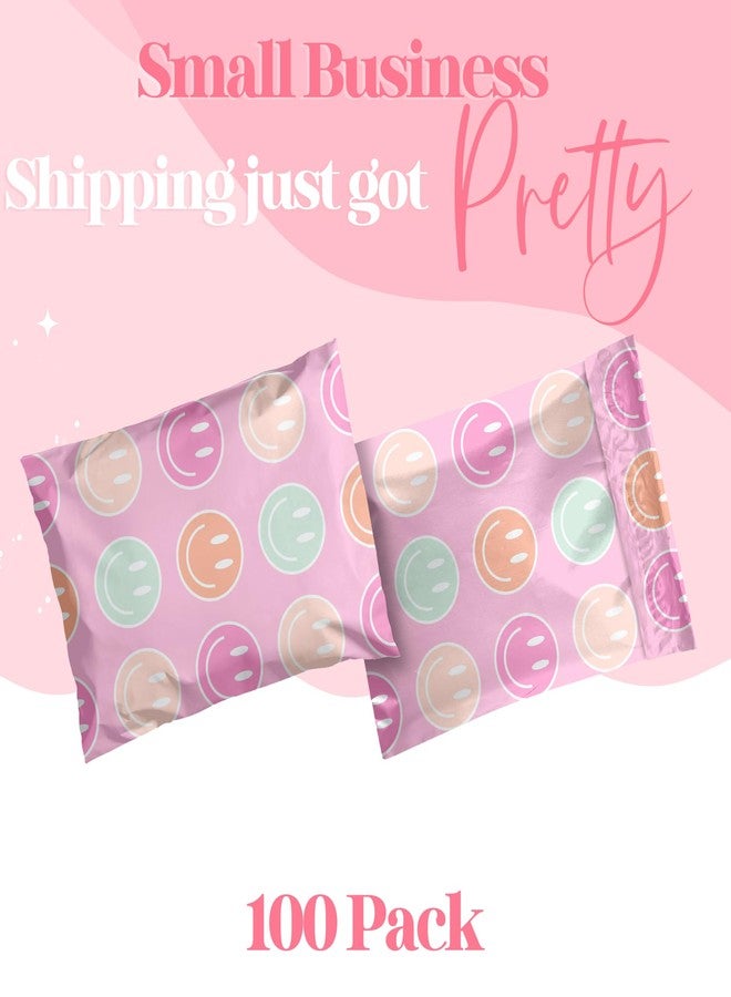 Pretty Package Store 10x13 Designer Poly Mailer 100 Pack Heavy Duty Waterproof Self Seal Shipping Bags for Small Business Large Mailing Envelopes Bulk Tear Resistant Cute Packaging Smiley Face - Image 2