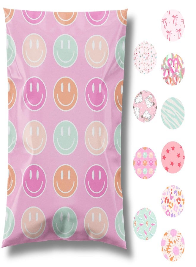 Pretty Package Store 10x13 Designer Poly Mailer 100 Pack Heavy Duty Waterproof Self Seal Shipping Bags for Small Business Large Mailing Envelopes Bulk Tear Resistant Cute Packaging Smiley Face - Image 1