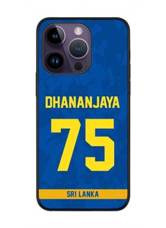 Rugged Black Edge Case iPhone 14 Pro, Slim fit Soft Case Flexible Rubber Edges Thin Cover - Player Name - Dhananjaya de Silva, Jersey Number- 75