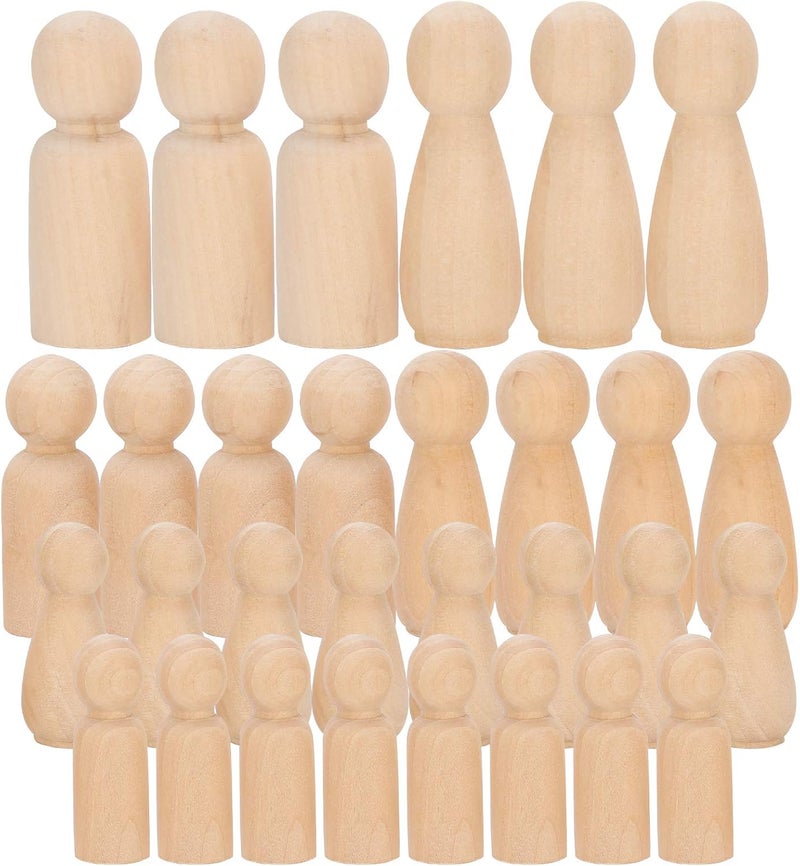 Wooden Peg Dolls, Peg Dolls Wooden Dolls 30PCS Wooden Peg Doll Bodies Unfinished People Shapes Painting Arts Crafts - Image 1