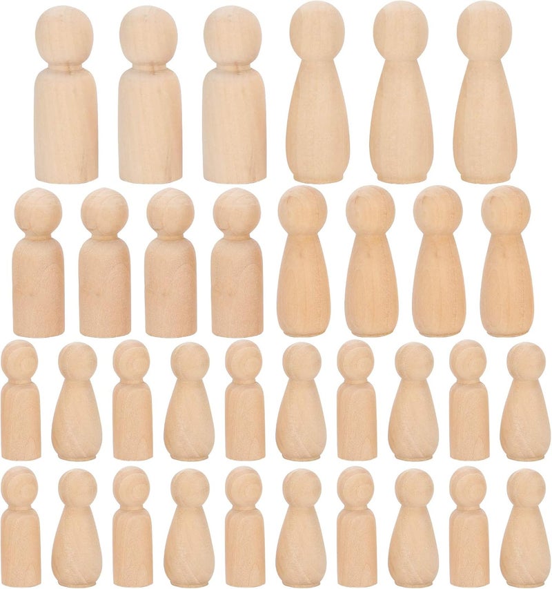 Wooden Peg Dolls, Peg Dolls Wooden Dolls 30PCS Wooden Peg Doll Bodies Unfinished People Shapes Painting Arts Crafts - Image 5