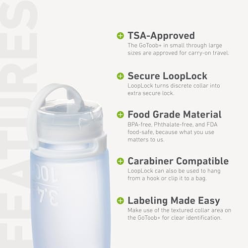 humangear GoToob+ (Small) | Refillable Silicone Travel Bottle | Locking Lid | Food-Safe Material | Blue, Small (1.7 fl.oz; 53ml) - Image 4