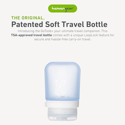 humangear GoToob+ (Small) | Refillable Silicone Travel Bottle | Locking Lid | Food-Safe Material | Blue, Small (1.7 fl.oz; 53ml) - Image 2