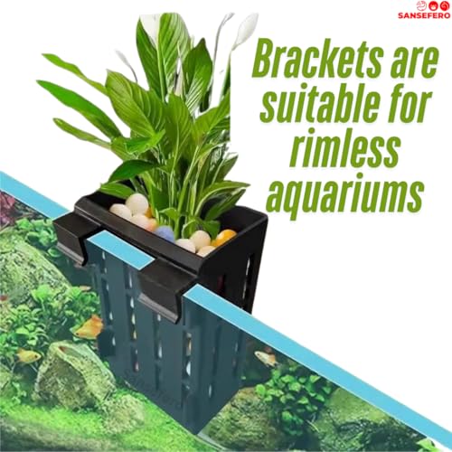 SANSEFERO Black Adjustable Water Plant Holder Pot Cup for Aquarium Fish Tank Decoration and Aquascape Aquaponic Plant Growing Landscape Plants Cup Decoration Hanging Type (Pack of 2) - Image 4