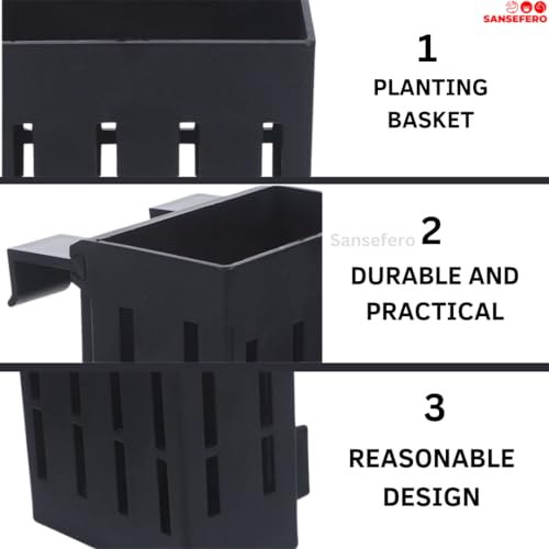 SANSEFERO Black Adjustable Water Plant Holder Pot Cup for Aquarium Fish Tank Decoration and Aquascape Aquaponic Plant Growing Landscape Plants Cup Decoration Hanging Type (Pack of 2) - Image 5