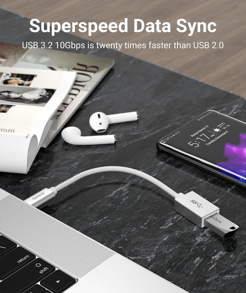 Syntech USB Type C to USB Adapter, Aluminum Alloy, Male to Female, 5 Gbps Transfer Speed, Compatible with iPhone, MacBook, iPad, Pixelbook, Dell, Surface, Lenovo, Samsung Galaxy - Image 4