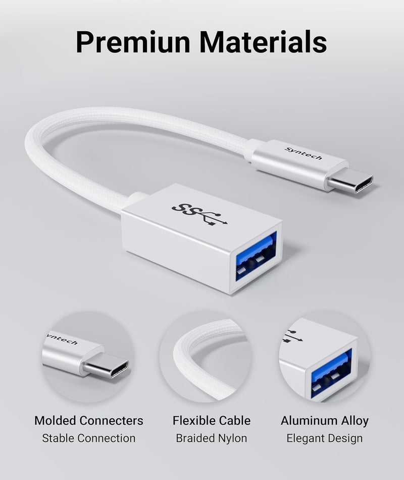 Syntech USB Type C to USB Adapter, Aluminum Alloy, Male to Female, 5 Gbps Transfer Speed, Compatible with iPhone, MacBook, iPad, Pixelbook, Dell, Surface, Lenovo, Samsung Galaxy - Image 3