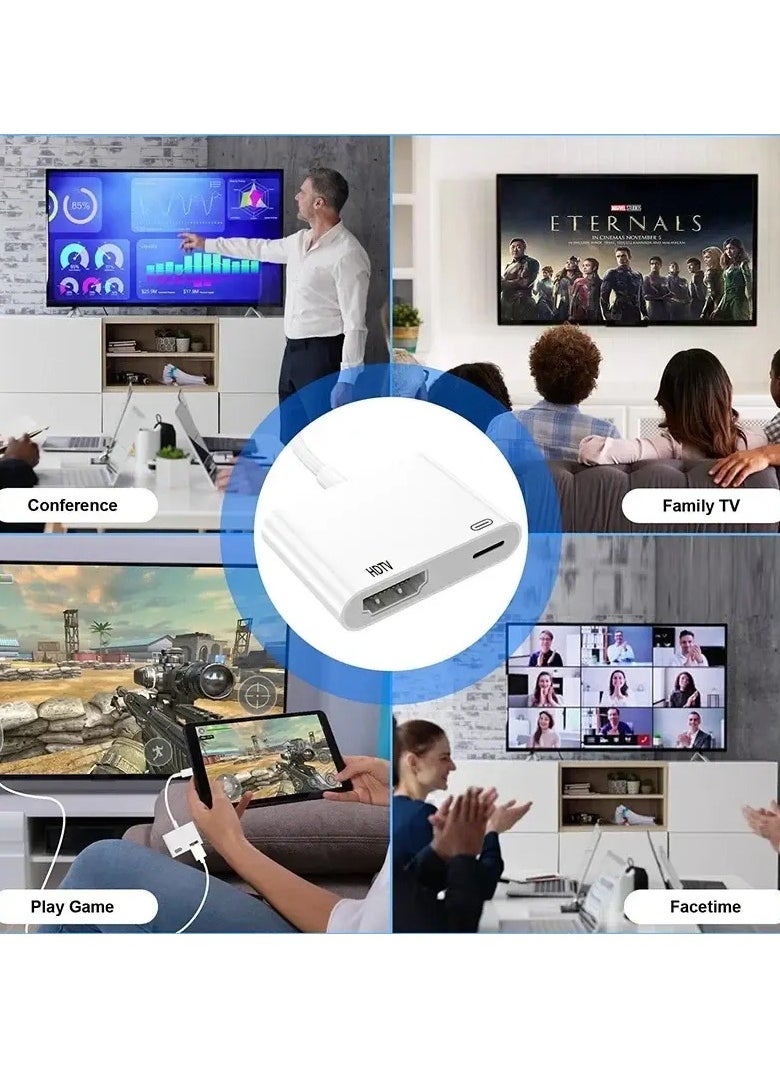 Typc-C to HDMI converter head, USB-C to HDMI video interface, with charging port, suitable for iPhone, iPad, Samsung, Xiaomi, windows ，MacBook ， laptop， etc.