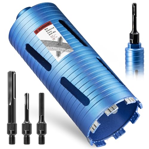 DaduoRi 4 1/4" Dry Core Drill Bit, 5/8"-11 Thread, with 3 Adapters Included: SDS Plus, SDS Max and 1/2" Hex Shank, 9.5" Drilling Depth, 4.25in Core Bits for Concrete, Brick, Block, Stucco and Masonry - Image 1