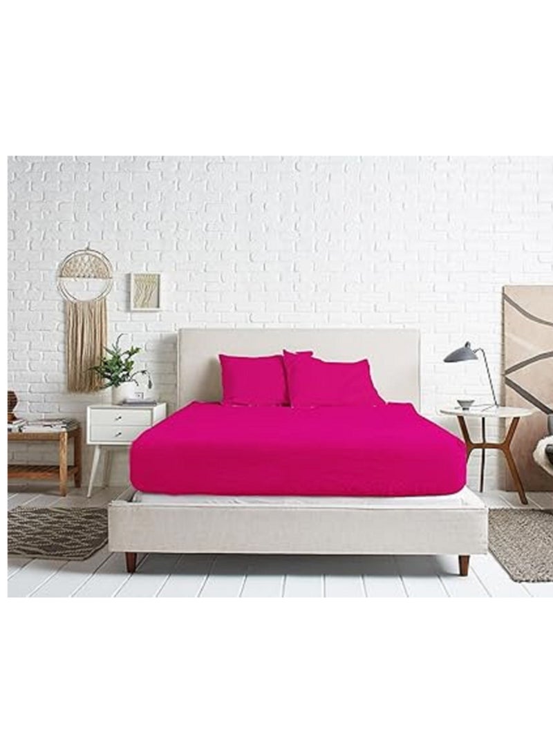 ملاية سرير قطن استك 160سم فوشيا