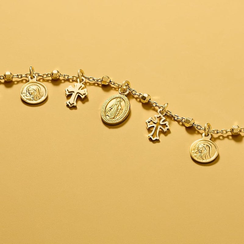 ROSS-SIMONS Italian 18kt Gold Over Sterling Religious Charm Bracelet - Image 4