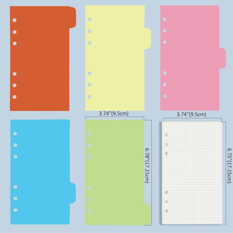 Harphia A6 6 Holes Binder Refill Value Set, 90sheets dotted loose leaf paper with stickers and dividers, planner inserts with binder pockets for A6 binder 6 holes refillable notebook,005dA6dot - Image 4