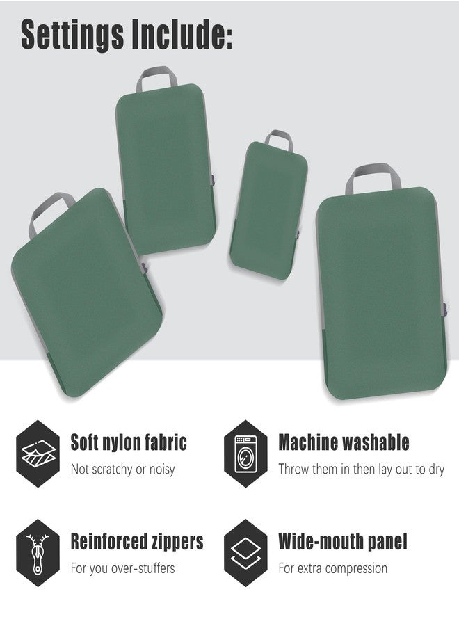 PANDA JOYS 4 Set Compression Packing Cubes Travel - Travel Accessories Expandable Packing Organizers for Carry On - Essentials Luggage Travel Bags - Green - Image 3