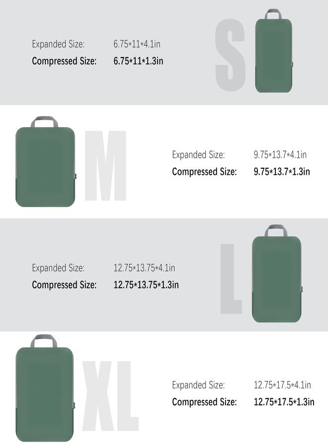 PANDA JOYS 4 Set Compression Packing Cubes Travel - Travel Accessories Expandable Packing Organizers for Carry On - Essentials Luggage Travel Bags - Green - Image 5