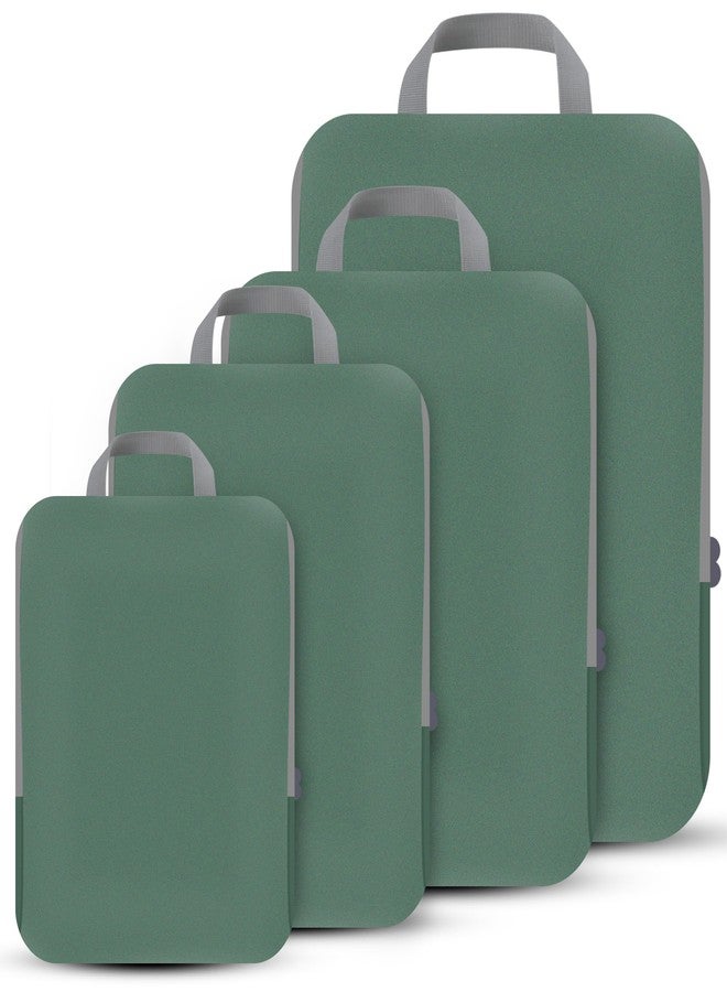 PANDA JOYS 4 Set Compression Packing Cubes Travel - Travel Accessories Expandable Packing Organizers for Carry On - Essentials Luggage Travel Bags - Green - Image 1