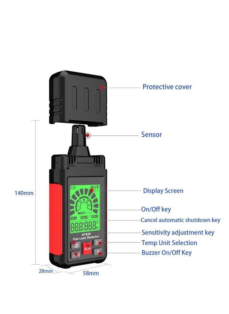 Y&D - Gas Leak Detector, New Natural Detector with Audible & Visual Alarm, Temp and Humidity Measure, Locates Combustible Sources Like Methane, Propane, for Home (Includes Battery x3) - Image 1