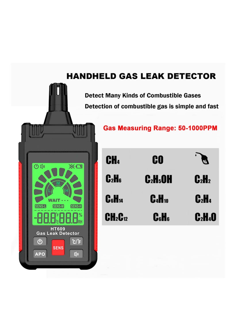 Y&D - Gas Leak Detector, New Natural Detector with Audible & Visual Alarm, Temp and Humidity Measure, Locates Combustible Sources Like Methane, Propane, for Home (Includes Battery x3) - Image 1