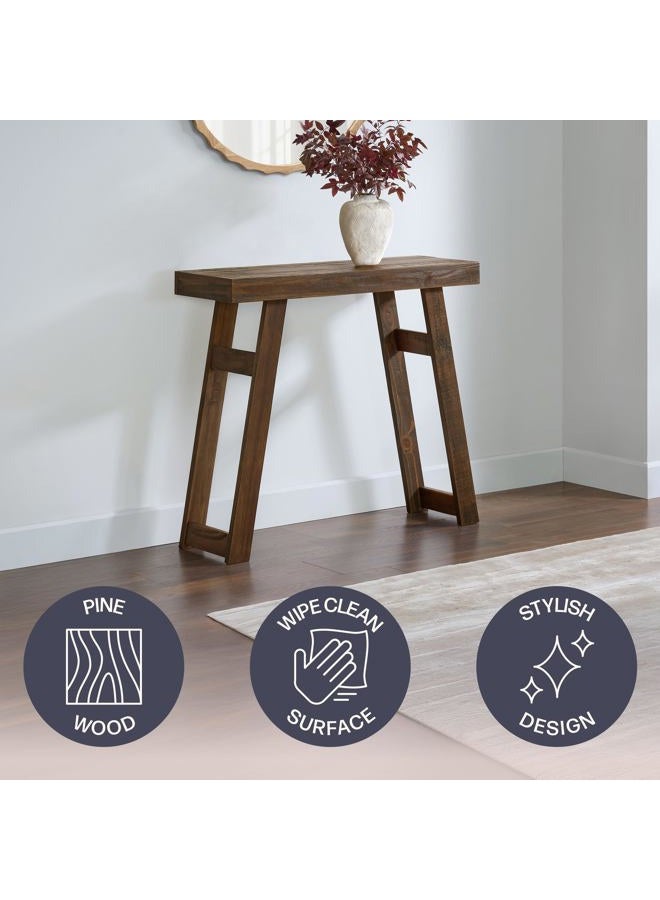Alaterre Furniture طاولة كونسول خشبية صلبة من لواس - طاولة مدخل صغيرة حديثة بطول 36 بوصة - أثاث غرفة معيشة سهل التجميع لوضعها خلف الأريكة أو في المدخل أو الممر (بني) - Image 2