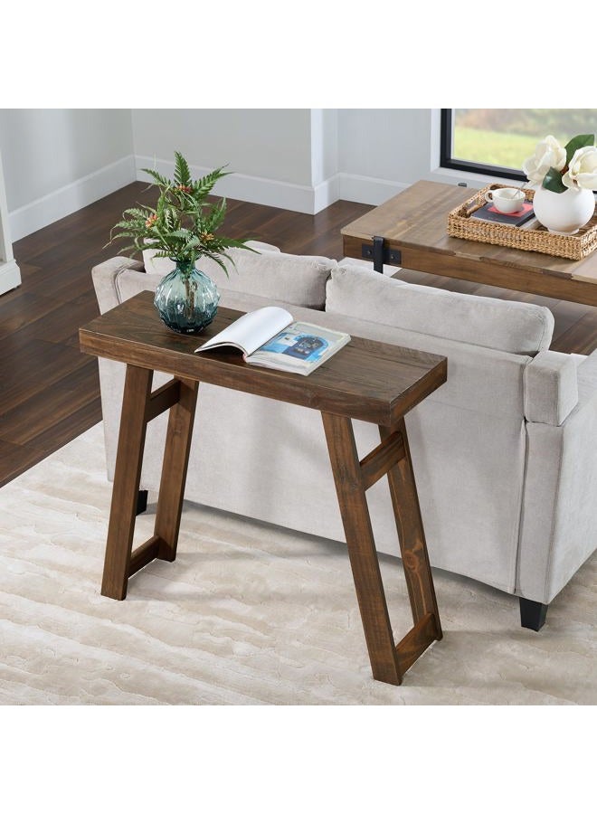 Alaterre Furniture طاولة كونسول خشبية صلبة من لواس - طاولة مدخل صغيرة حديثة بطول 36 بوصة - أثاث غرفة معيشة سهل التجميع لوضعها خلف الأريكة أو في المدخل أو الممر (بني) - Image 1